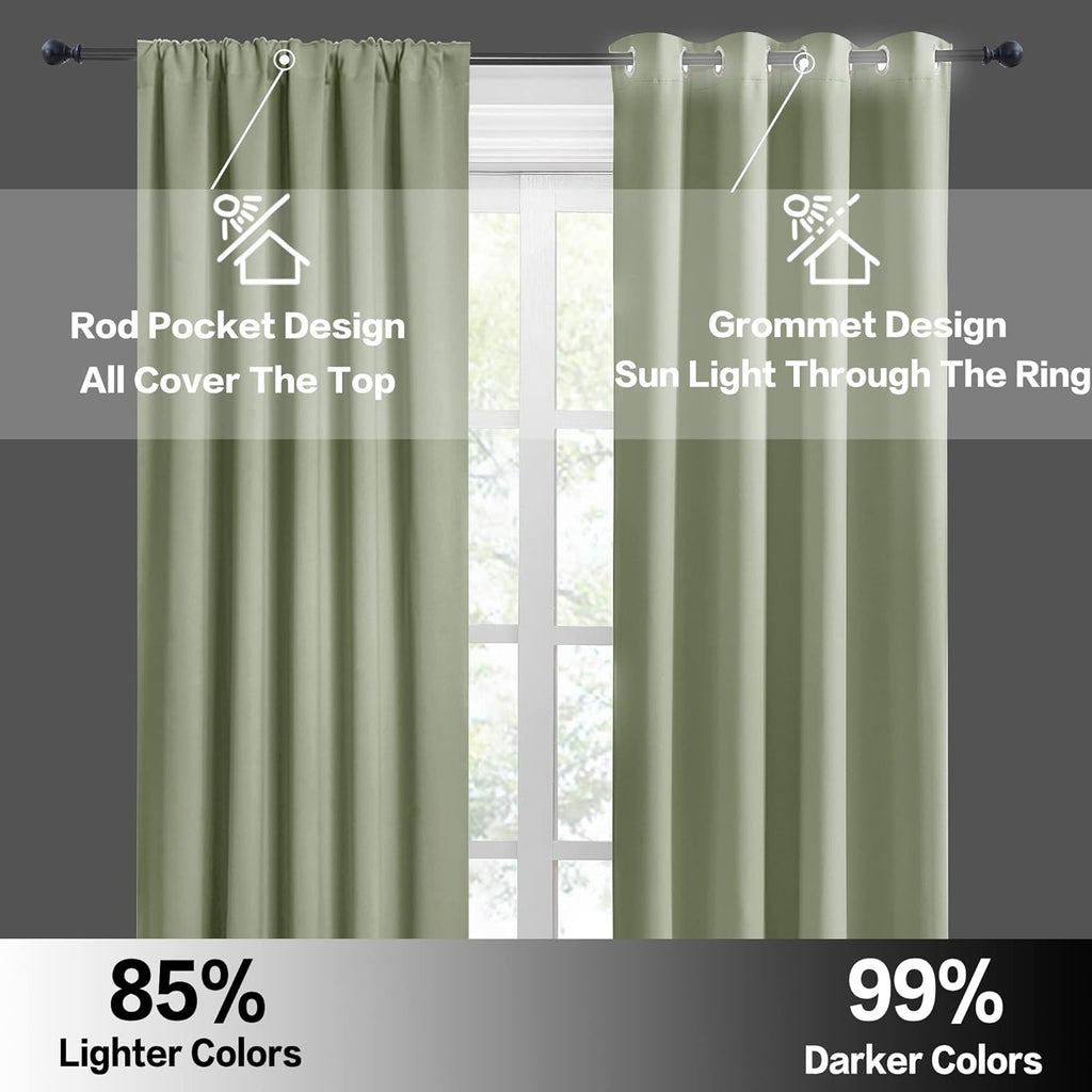 RYB HOME Small Curtains for Door Windows - Blackout Thermal Insulating Drapes for Home Theatre