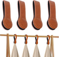 4 PCS Genuine Leather Towel Clips for Kitchen, Magnetic Hand Clips, Towel Holder with Magnet for