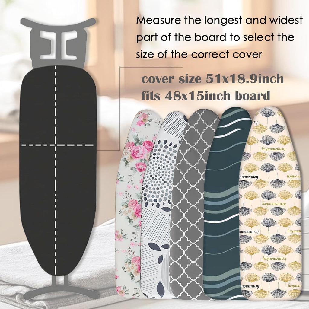 Ironing Board Cover with Two 5MM Thick Feltpads,15"x48"Heat Resistant Replacement Ironing Board