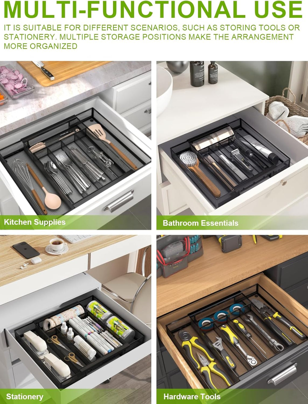 Silverware Organizer Metal Mesh, Drawer Organizer, Utensil Cutlery Tray for kitchen