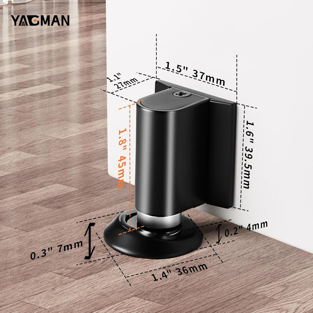 2 Pack Magnetic Door Stoppers Retractable Bottom of Door Holder No Drilling Mount Heavy Duty Floor