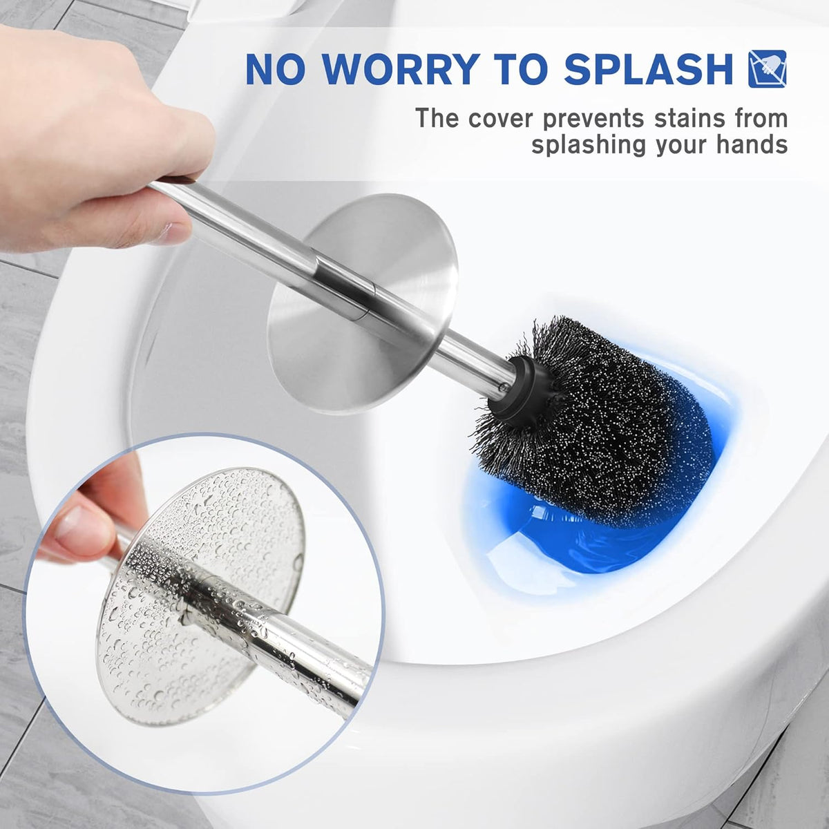 Toilet Brush and Holder, 2 Pack Toilet Brush Stainless Steel, Toilet Bowl Brush for Bathroom