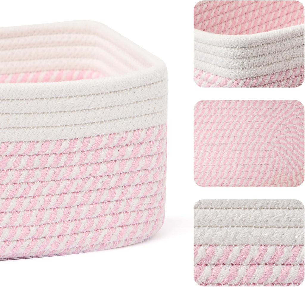 Small Storage Baskets for Organizing | Closet Organizer Bins | Shelf Toy Basket | Woven Rope