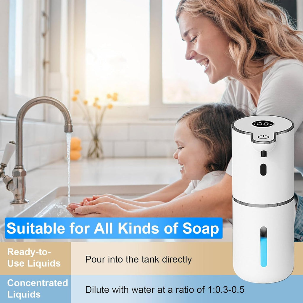 2 Pack Automatic Liquid Soap Dispenser Touchless, USB Rechargeable Smart Hand Soap Dispenser