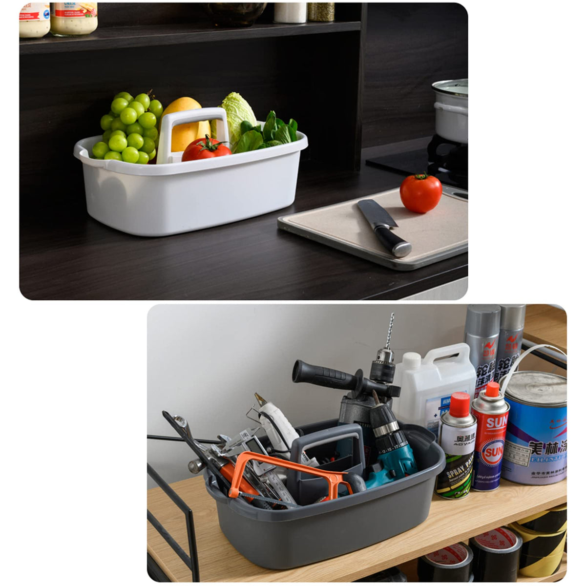 Large Cleaning Supplies Caddy Portable Shower Basket Supply Organizer with Handle Plastic Bucket