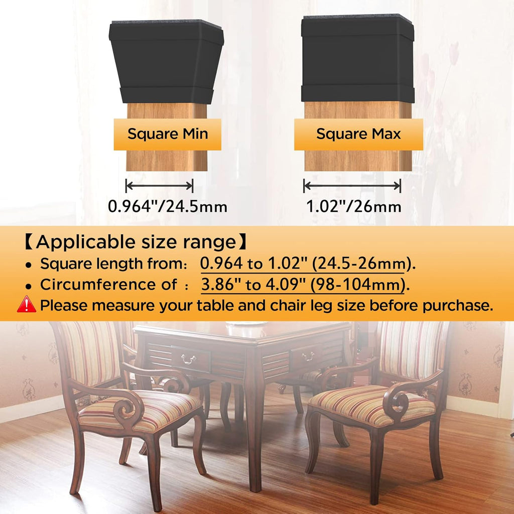 16 PCS Square Chair Leg Floor Protector, Silicone Chair Leg Cover, Furniture Leg Protectors with