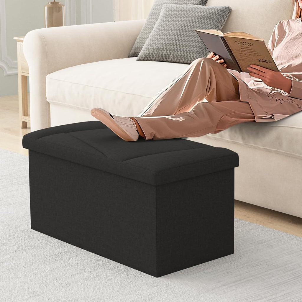 Folding Storage Ottoman Bench, 30 Inches Storage Chest, End of Bed Bench,Folding Ottoman for
