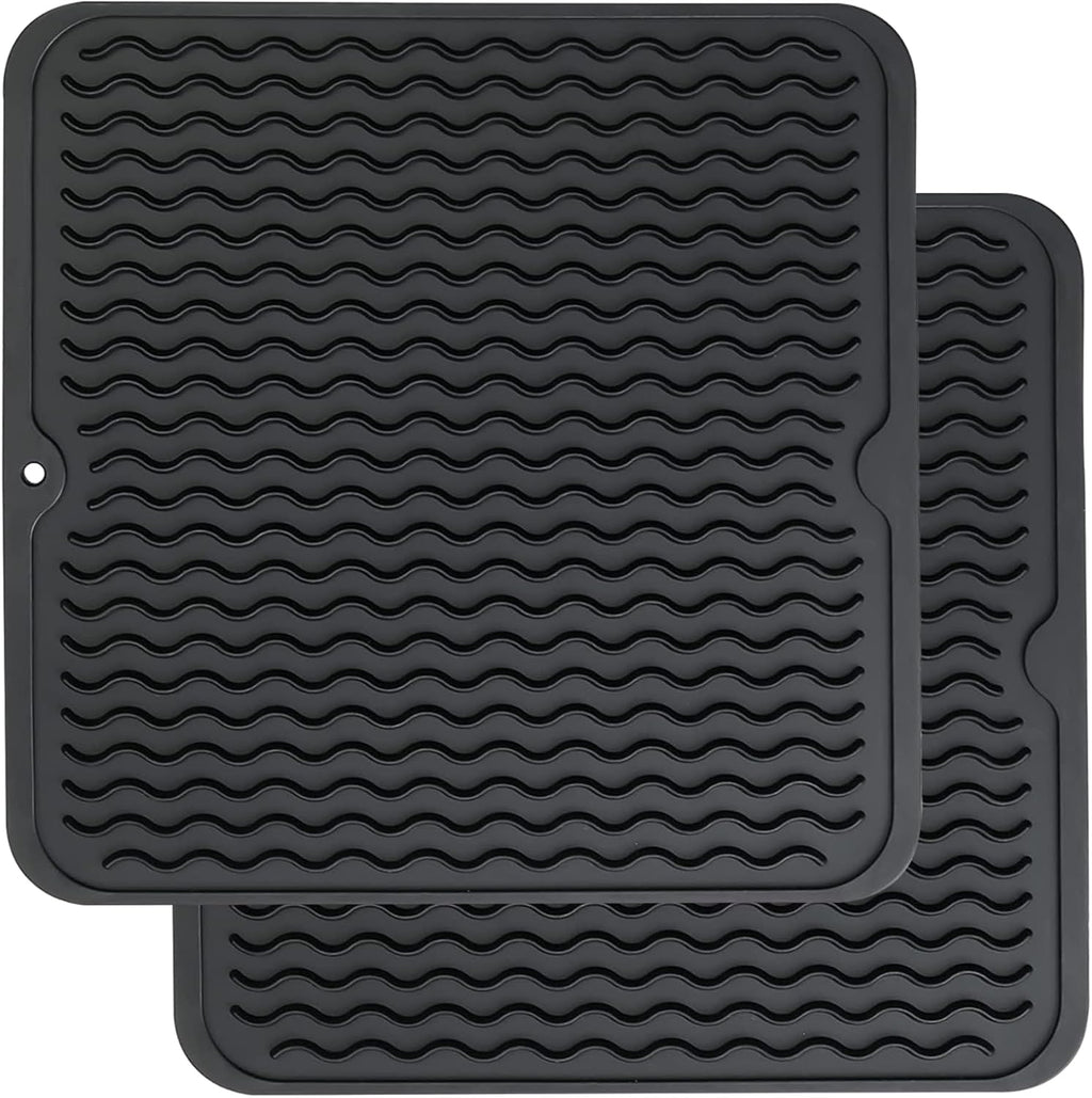 ZLR 2 Pcs Silicone Dish Drying Mats for Kitchen Counter, Eco-Friendly Fast Dry Dish Mat, Easy Clean