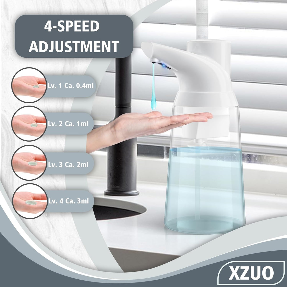 Automatic Soap Dispenser Touchless, 23.7 oz/ 700 ml, Low Battery Liquid Soap Bottle with Motion