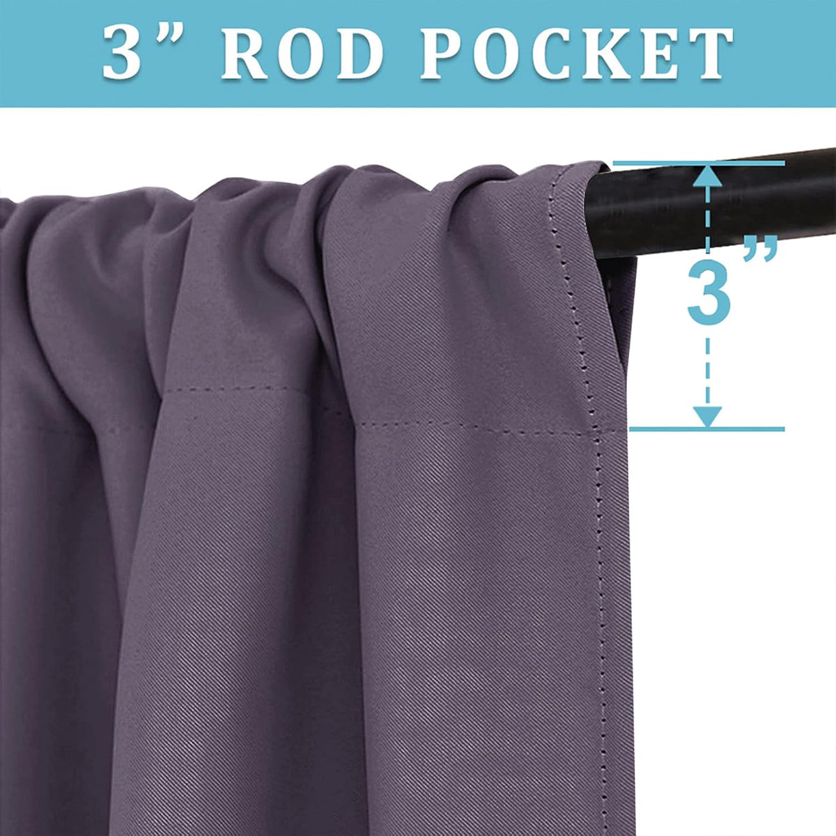 RYB HOME Bedroom Curtains Blackout - Light Block Energy Efficiency Small Window Treatment Drapes