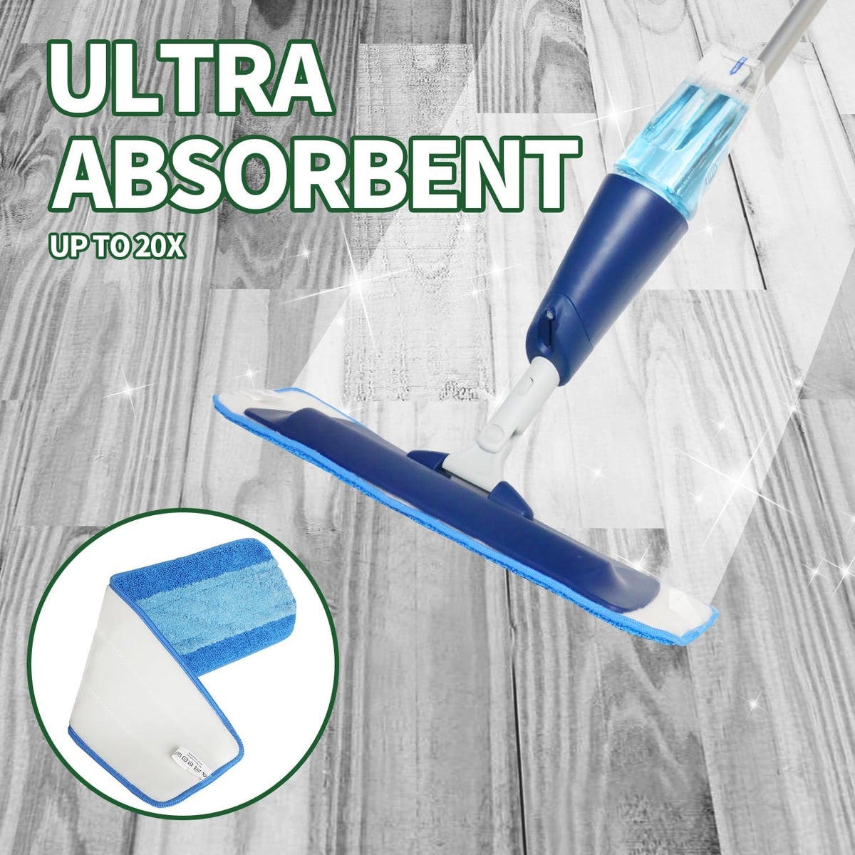 3 Pack Microfiber Cleaning Pads for Bona Mop, Reusable Microfiber Mop Pads for 18 Inch Mop