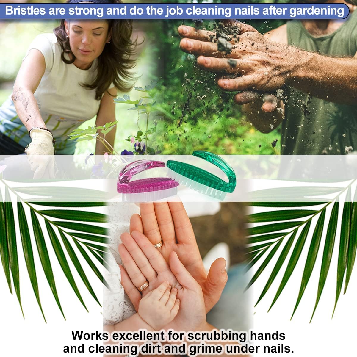 Handle Grip Nail Brush for Cleaning Fingernails Hands & Under Nails, Stiff Bristle Mechanic Scrub