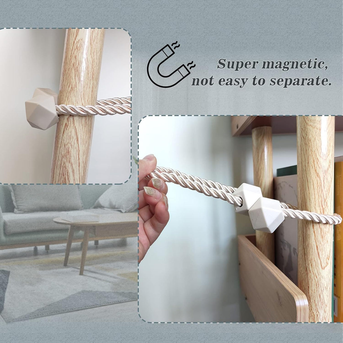 Hion Magnetic Curtain Tiebacks Beige 2pcs, Curtain Tiebacks Buckles Holdbacks Holders Hooks Clip