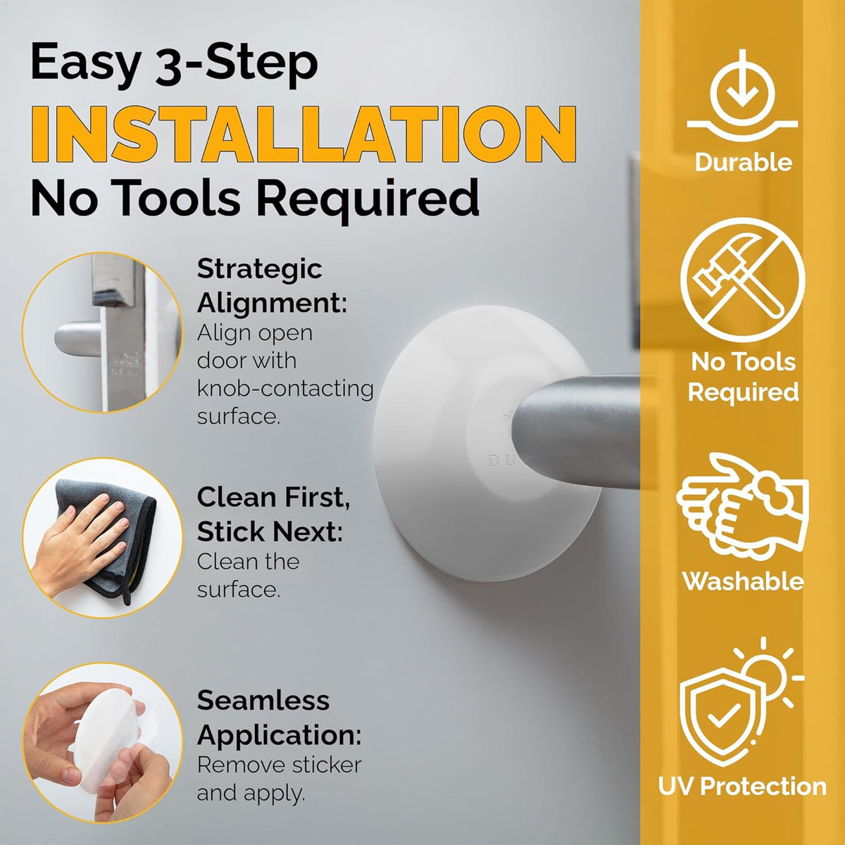 Ducki Wall Protectors -4 Pack White- Self Adhesive, Reusable Solution for Stopping Wall Damage &