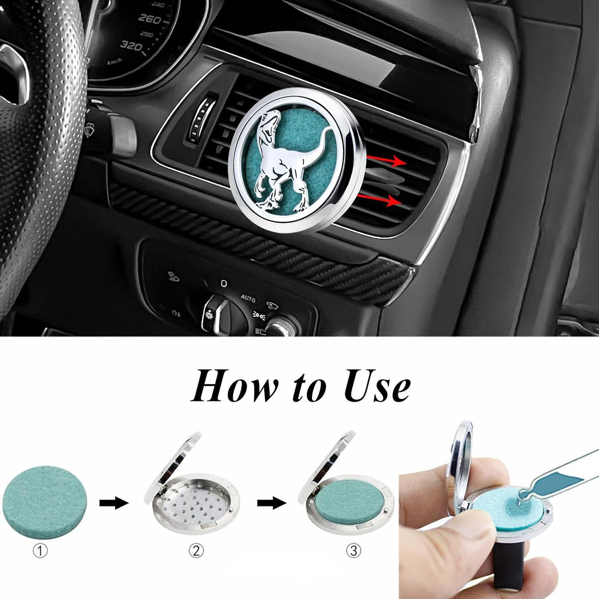 AZNECK Car Essential Oil Diffuser Vent Clip Car Diffuser Vent Clips Dinosaur Air Freshener 10 Felt