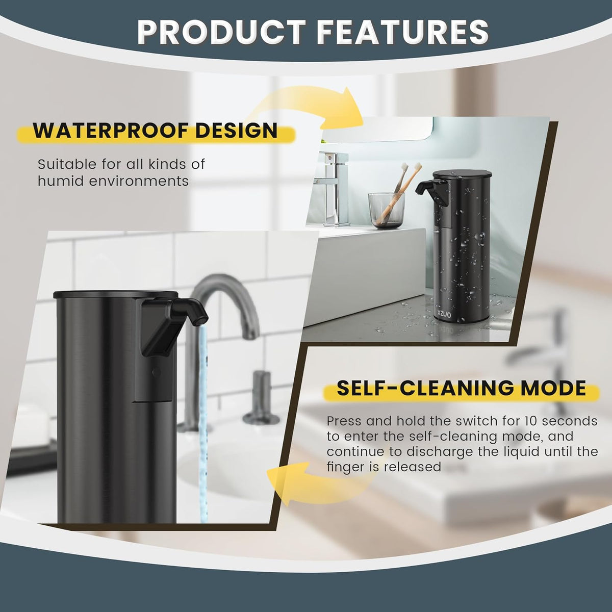 Automatic Soap Dispenser Touchless 11.8oz/350ml Four-Level Adjustable Dispenser Volume，Stainless