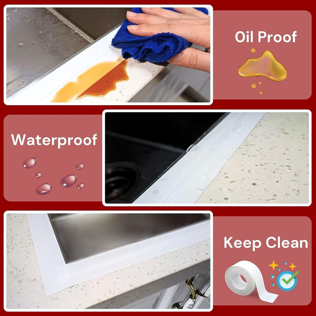 1.5" White Caulk Tape with Self Adhesive, Caulk Strip Waterproof for Bathroom,Toilet