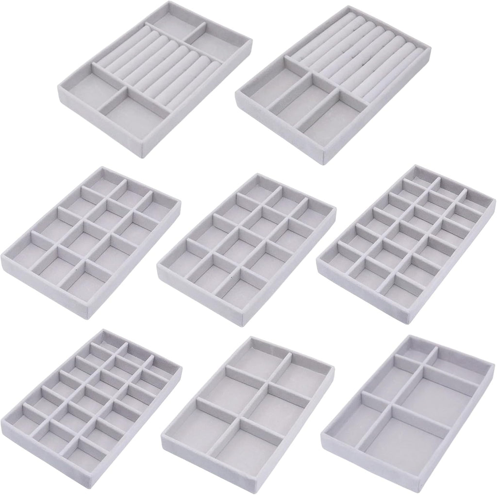Jewelry Storage 8PACK, Velvet Jewelry Organizer Trays, 4PCS Stackable Jewelry Tray for Drawers