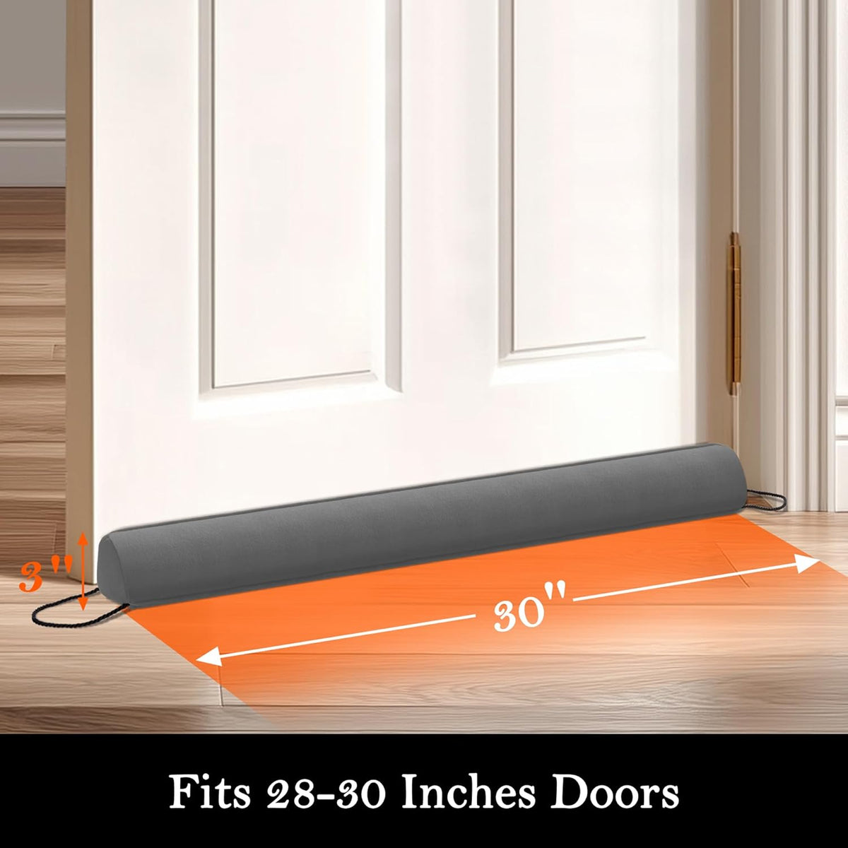 Sunolga 30" Door Draft Stopper Blocks Hot and Cold Air with Removable Washable Cover for Gaps Up to