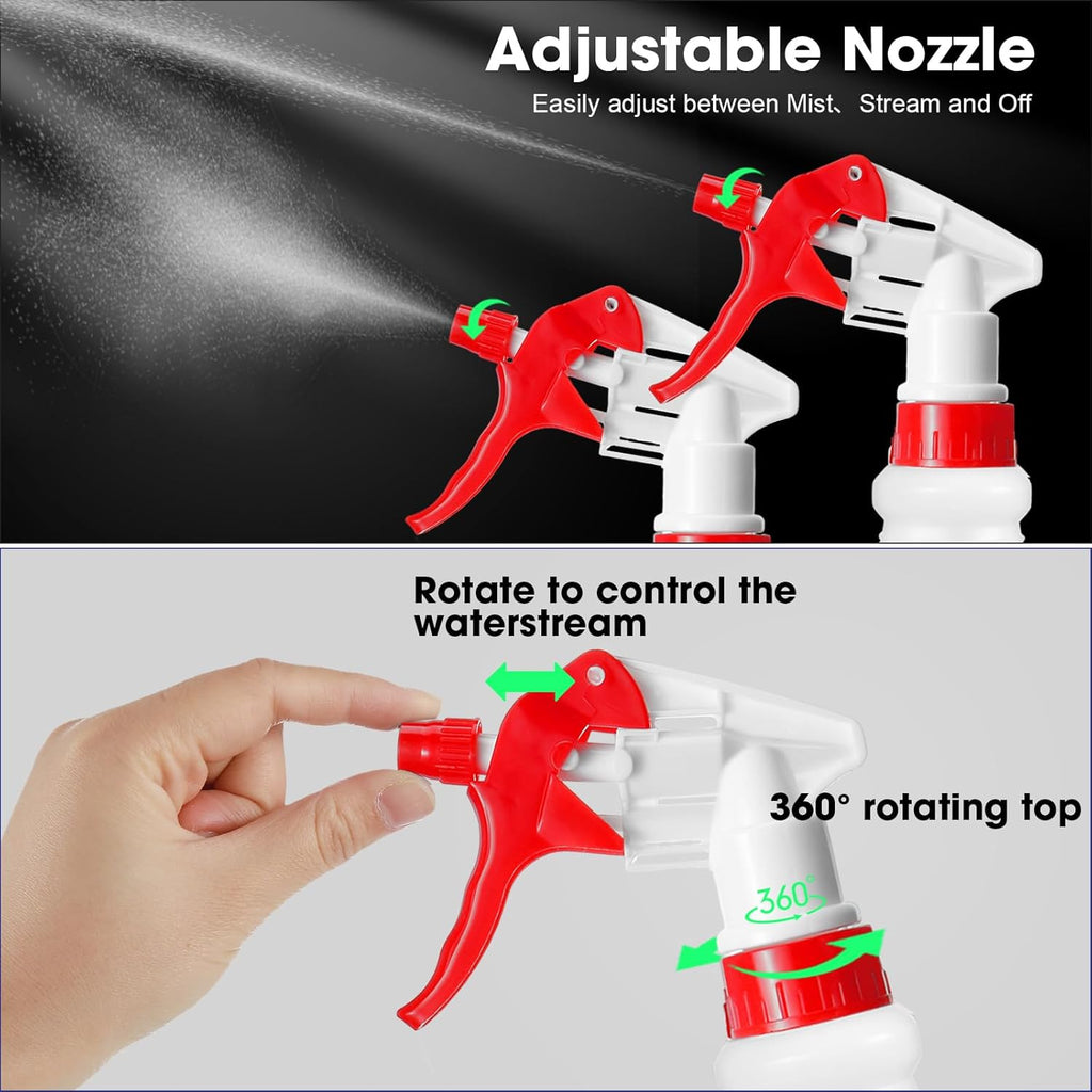 Eccliy 12 Pcs 16 Oz Plastic Spray Bottle, Adjustable Empty Reusable Sprayer for Cleaning, Planting