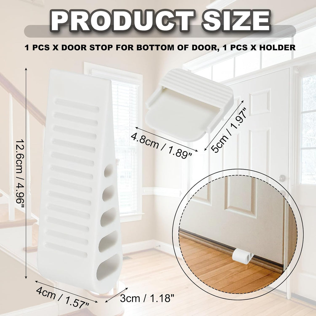 PATIKIL Rubber Door Stoppers for Bottom of Door, Door Wedge Stopper with Holder Sturdy Stackable