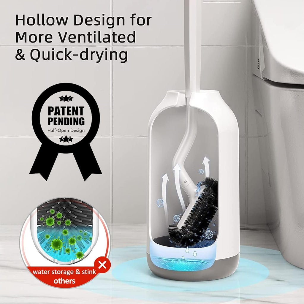 HAMITOR Toilet Bowl Brush Holder Set: 3 Pack Bathroom Deep Cleaning Toilet Cleaner Scrubber Under