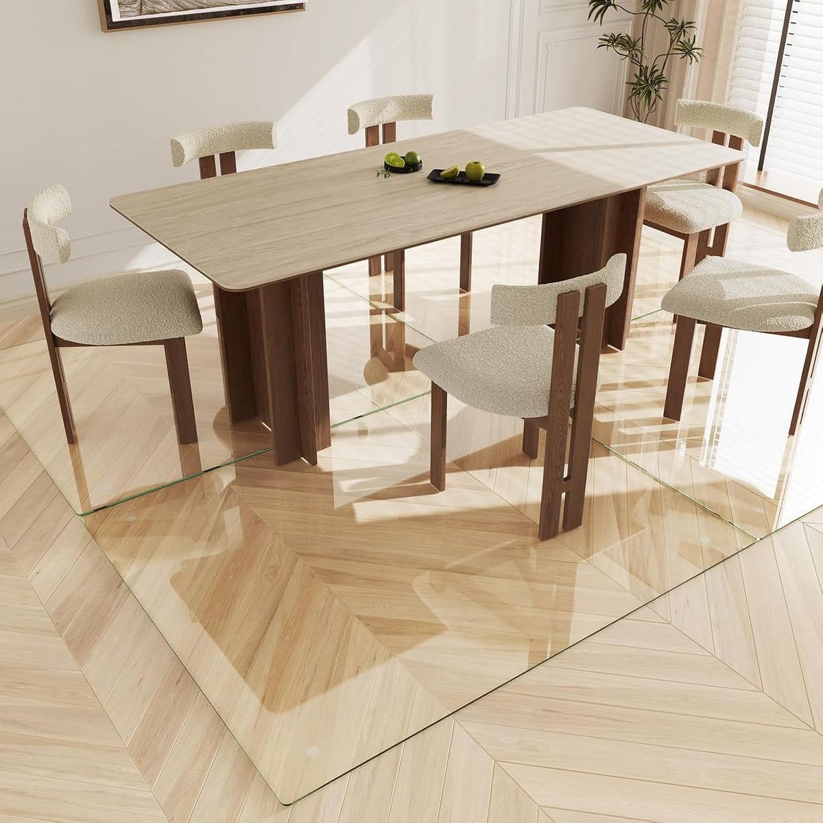 Koonmi Tempered Glass Chair Mat 60"x48" - Premium Office Chair Mat for Hardwood Floors & Low-Pile