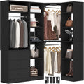 Corner Closet System with 3 Drawers, Corner Closet Organizer System with 13 Shelves & 3 Hanging