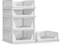 Proarea 5 Pack Stackable Plastic Storage Basket Closet Organizer Bin Foldable Clothes Organizer