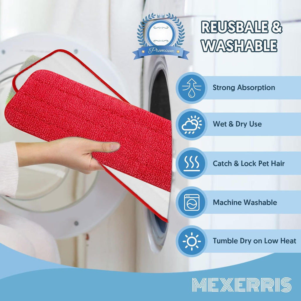 7 Count Reusable Mop Pads for Swiffer PowerMop - MEXERRIS Microfiber Wet PowerMop Pads Refills
