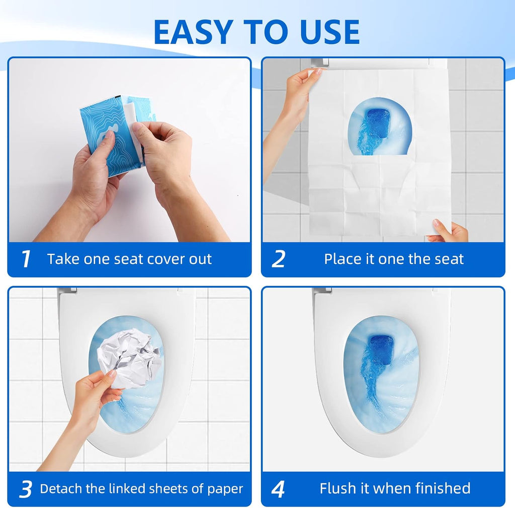 TenFans Flushable Water-Soluble Toilet Seat Covers (120 Pack) - Disposable Toilet Paper Liners for
