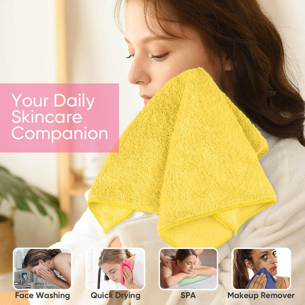 HOMEXCEL Microfiber Washcloths 12 Pack, Highly Absorbent and Soft Face Towel, Multi-Purpose Wash