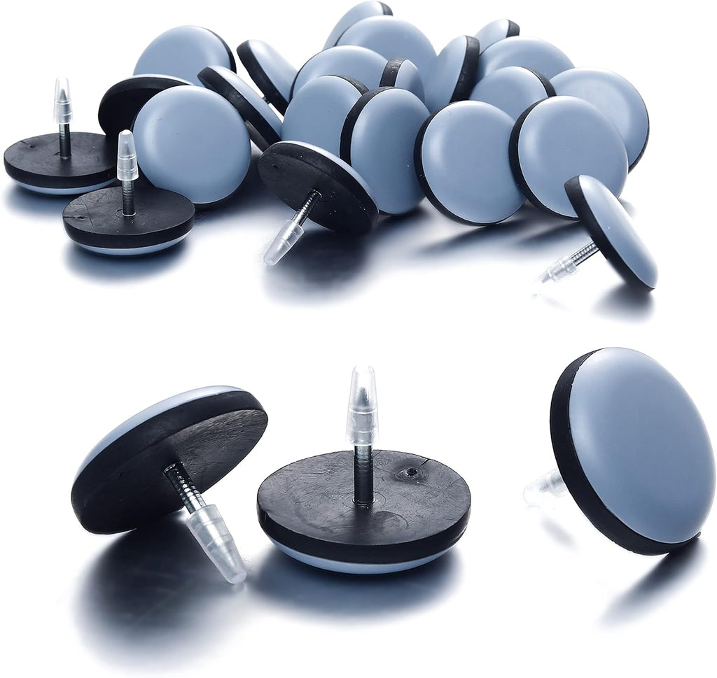 1" Nail on Furniture Sliders (24 Pack) - Furnigear Heavy Duty PTFE (Teflon) Chair Sliders Glides