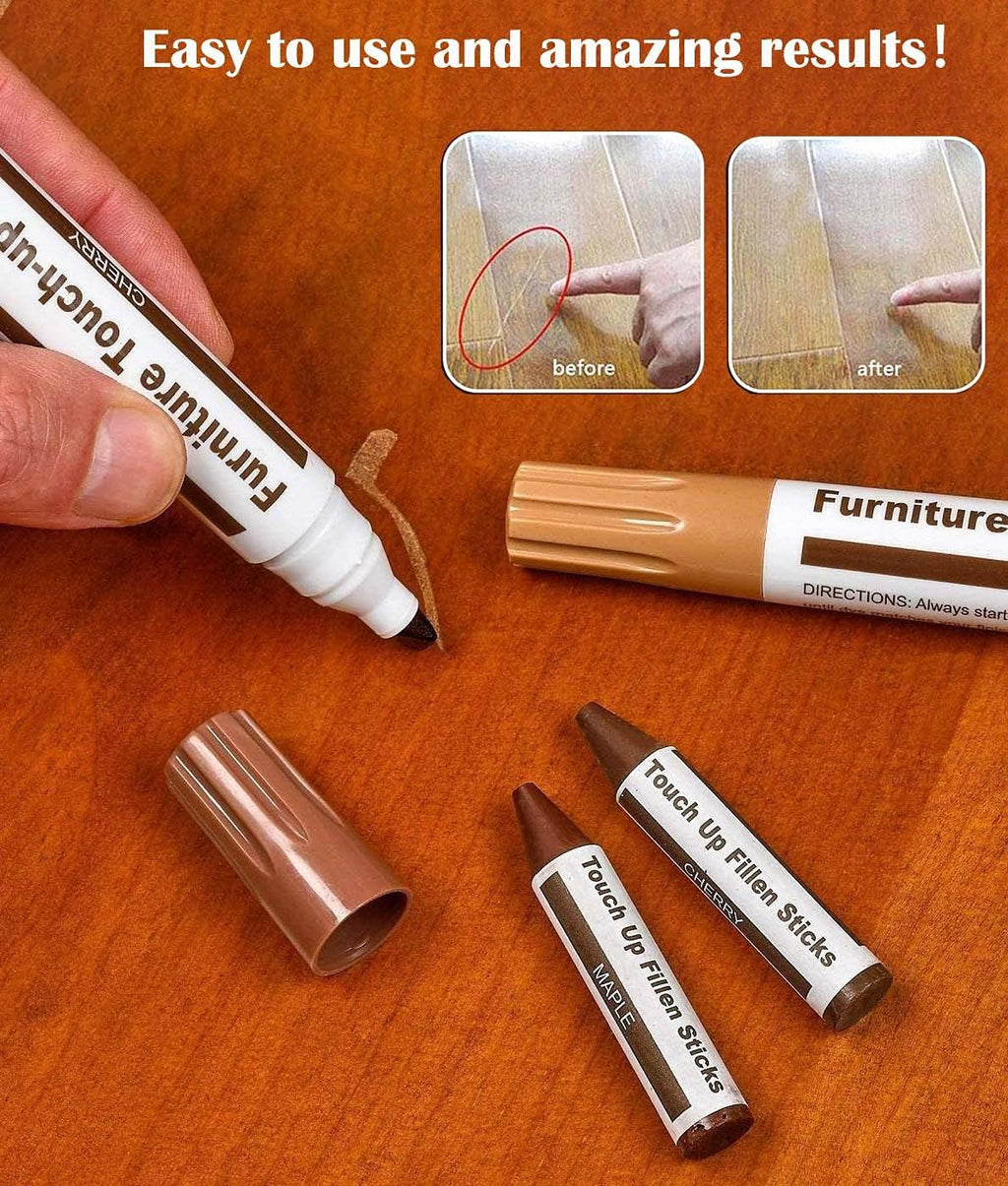 Furniture Markers Touch Up, Lifreer 21 Pcs Wood Filler Floor Scratch Repair Kits, Wood Markers and