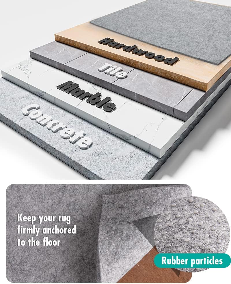 Non Slip Rug Pad Gripper - 5x7 Feet 1/8” Extra Thick Felt Under Rug for Area Rugs and Hardwood