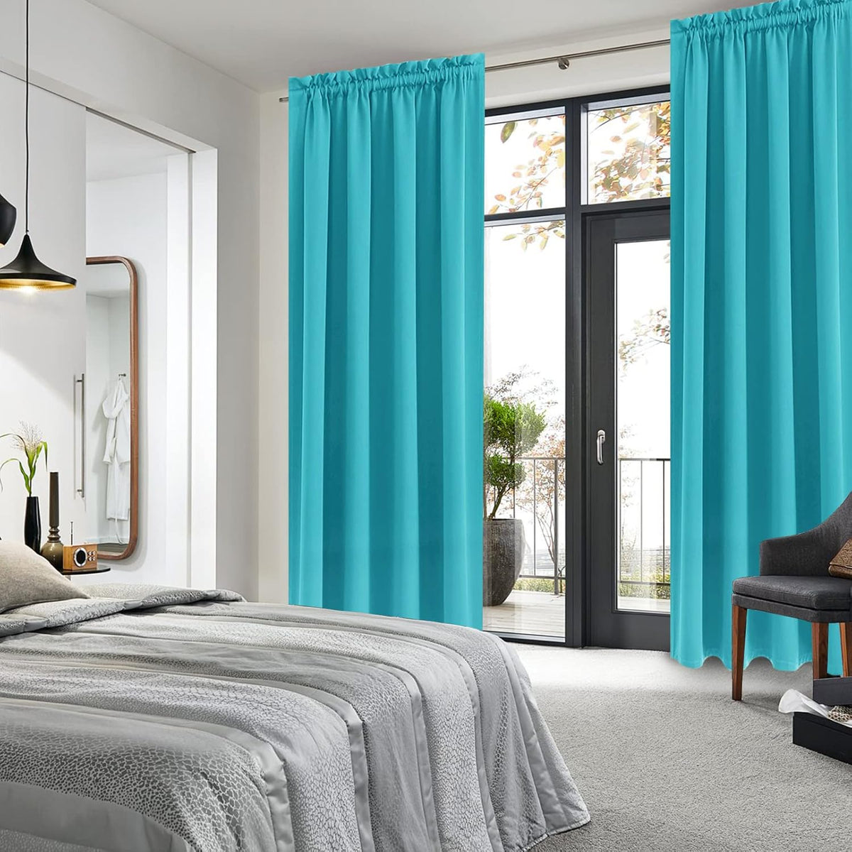 DWCN Insulated Blackout Curtains for Bedroom, Energy Saving Privacy Room Darkening Curtains for