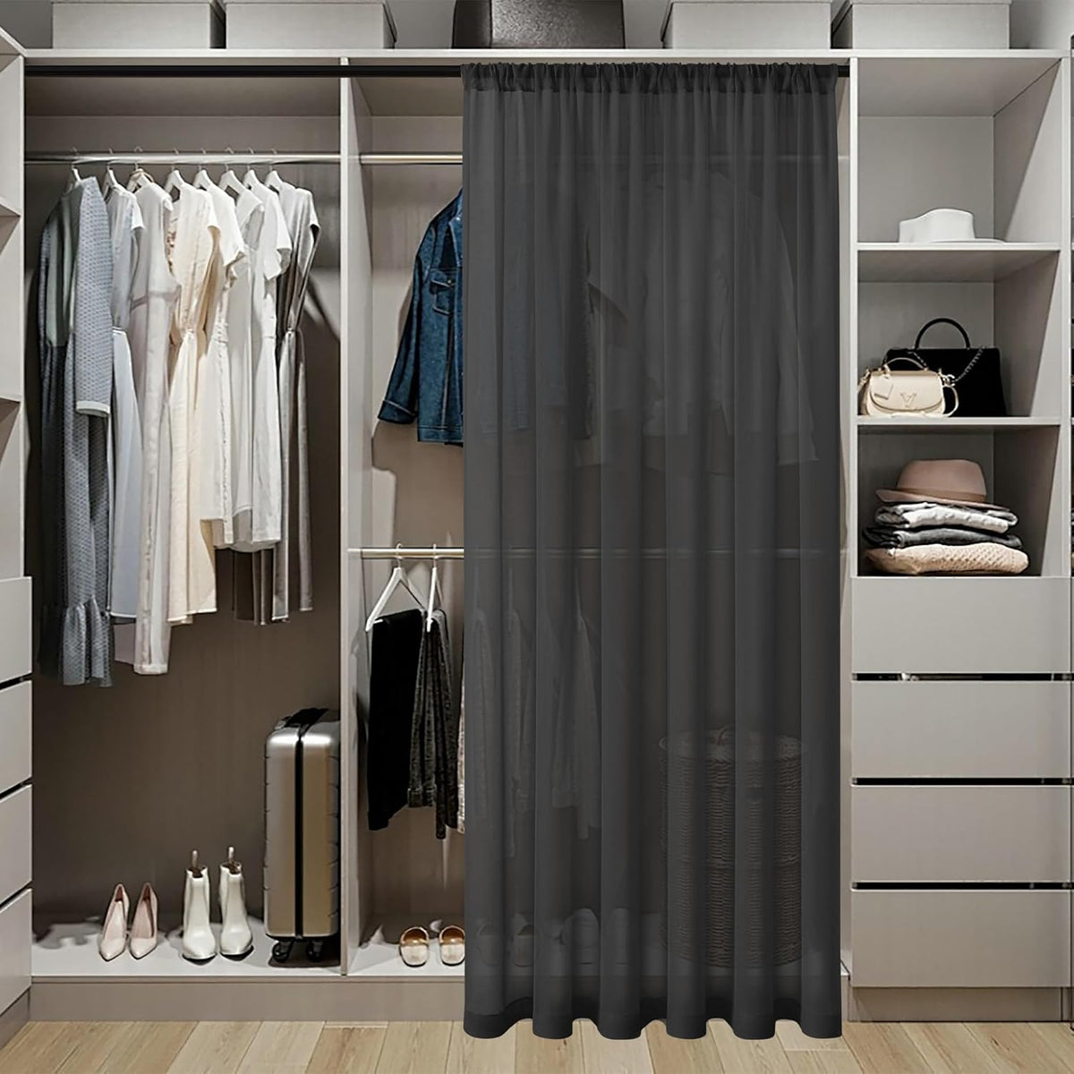 Tollpiz Short Sheer Curtains Closet Linen Textured Curtains Sheer Doorway Light Filtering Voile