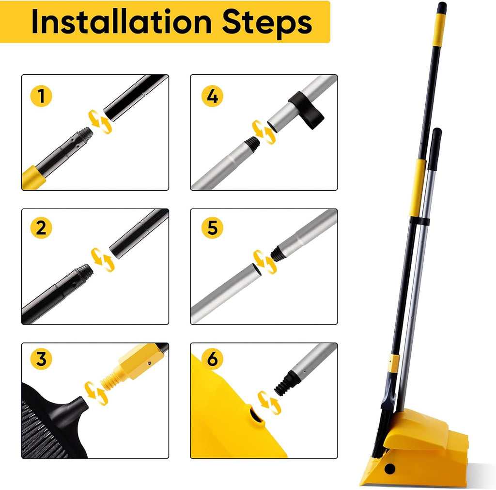 Yocada Commercial Broom and Dustpan Set with Windproof Cover Commercial Outdoor Indoor for