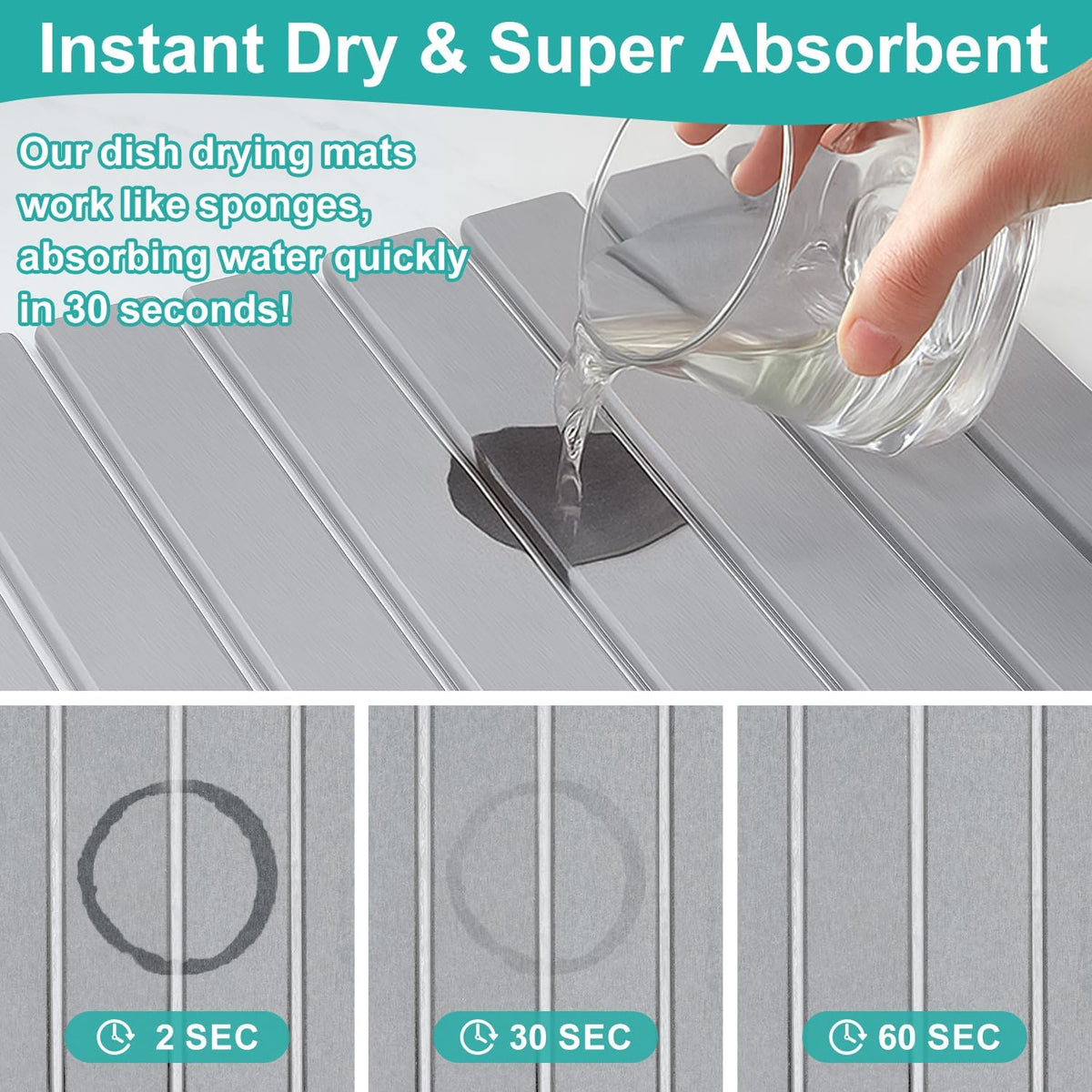 Large Stone Dish Drying Mat for Kitchen Sink Countertop Dish Drainer Diatomaceous Earth Mat