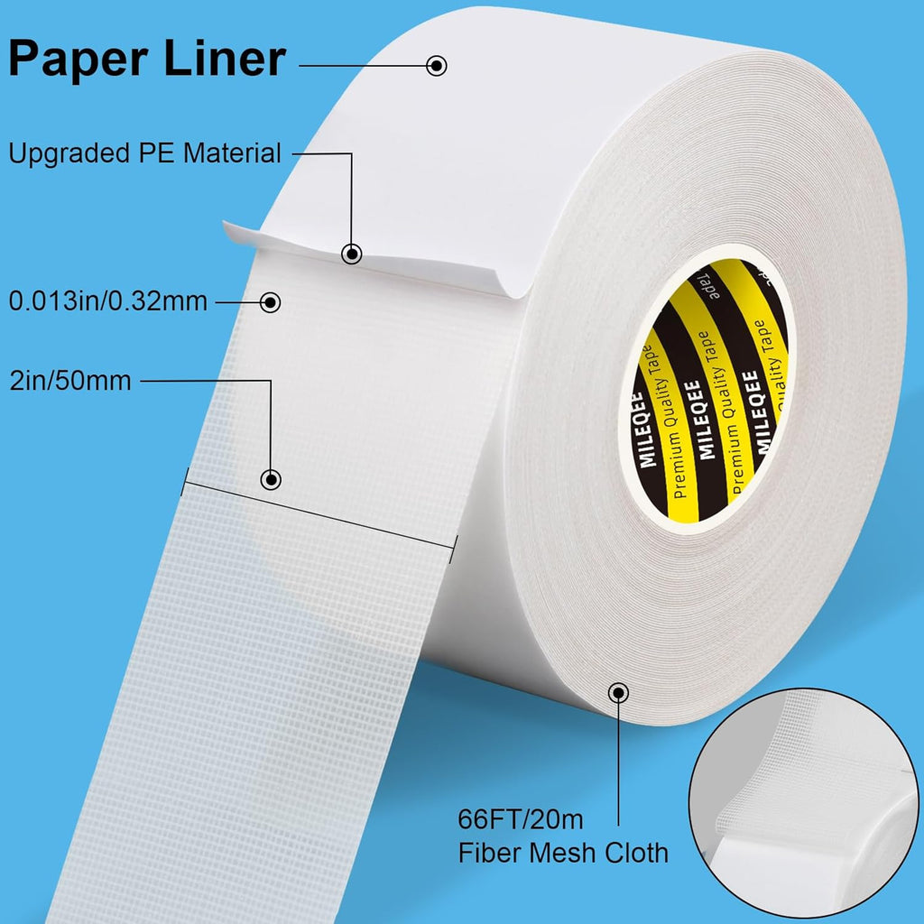 Double Sided Tape Heavy Duty, 2in x 66FT, Universal High Tack Strong Wall Adhesive with Fiberglass