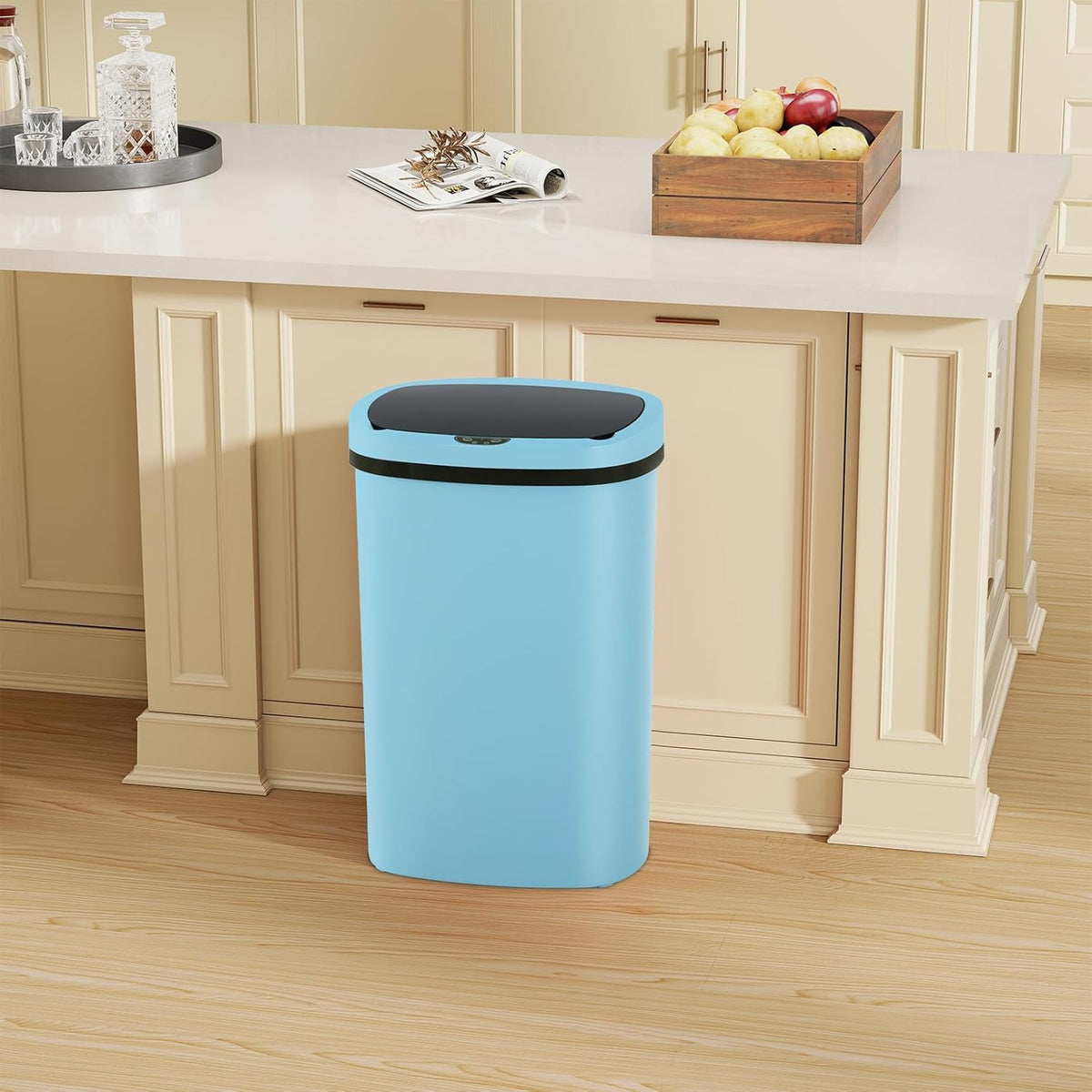 Automatic Motion Sensor Bathroom Trash Can with Lid, 13 Gallon Touchless Trash Bin, Smart Dog Proof