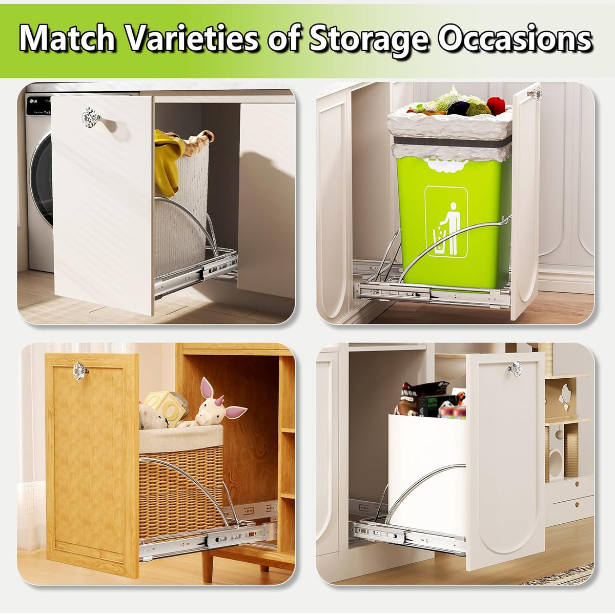 Pull Out Trash Can Slide Rail Under Cabinet 7-13 Gallon 50 Qt Under Sink Trash Can Pull Out Trash