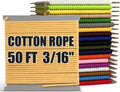 PerkHomy Cotton Rope 3/16" (5mm) 50 ft Multi Purpose Utility Diamond Braided Cord, Natural Cotton