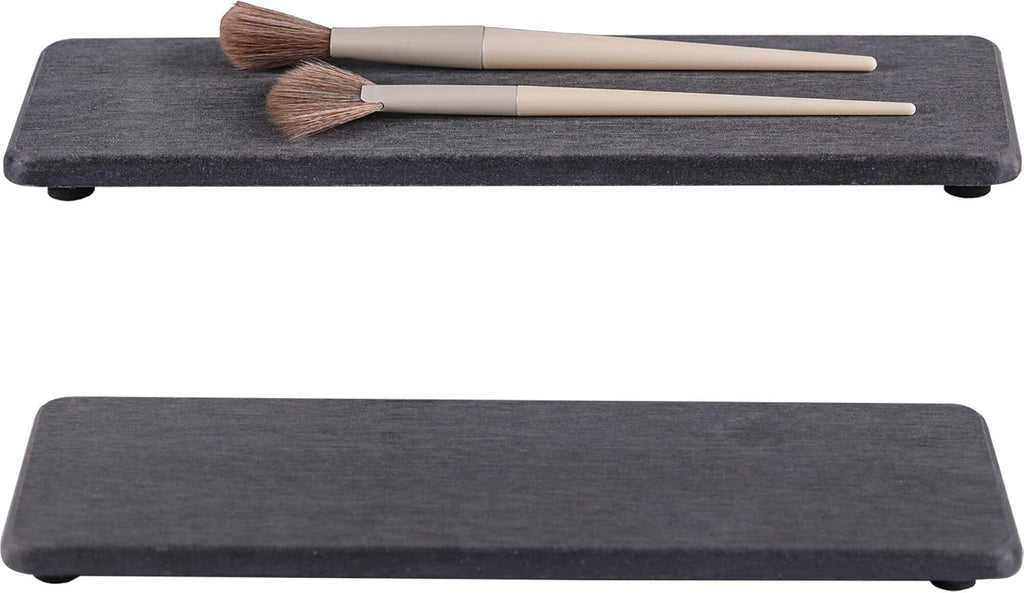 2 Pcs Water Absorbing Stone Trays, Kitchen/Bathroom Sink Soap Dish, Diatomite Tray Used for Hand