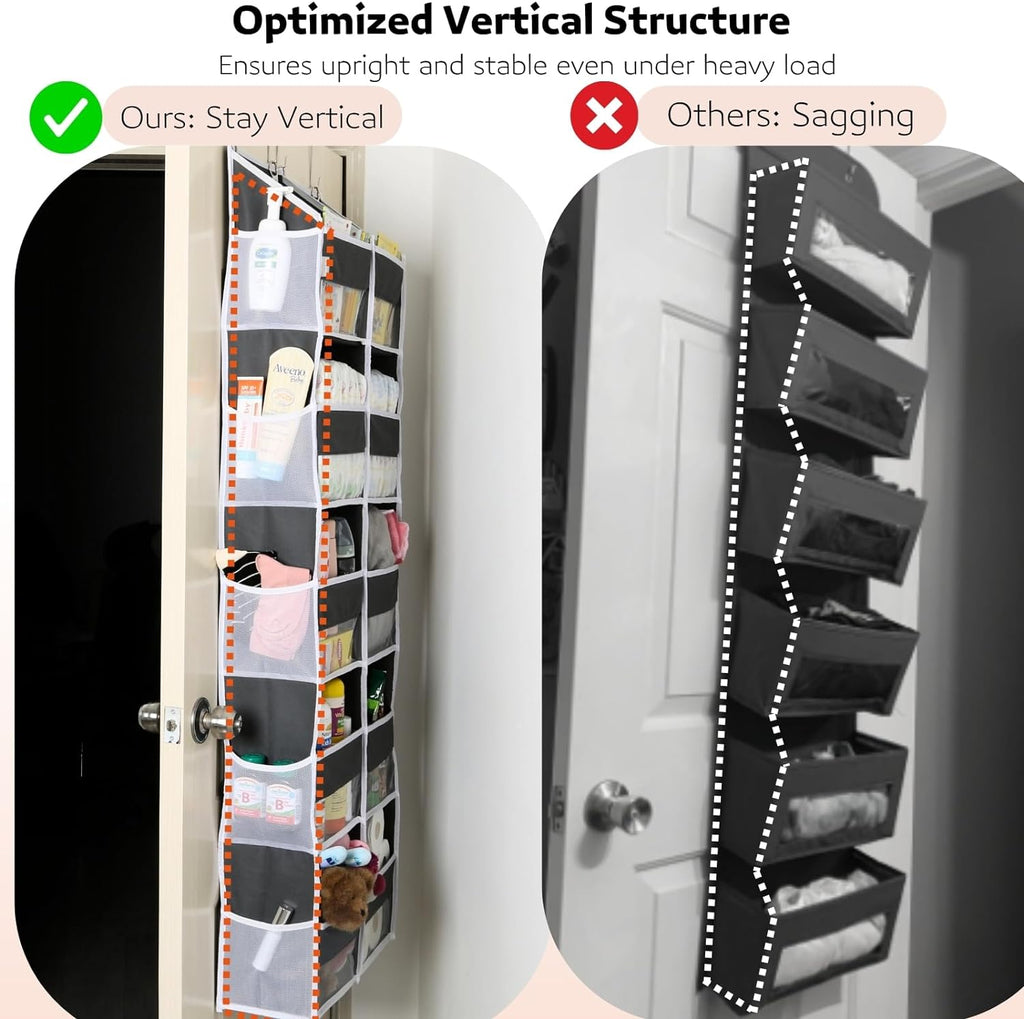 Over the Door Organizer 5 Tiers, Extra Large Behind Door Storage of 10 Compartments, 80 lbs Weight