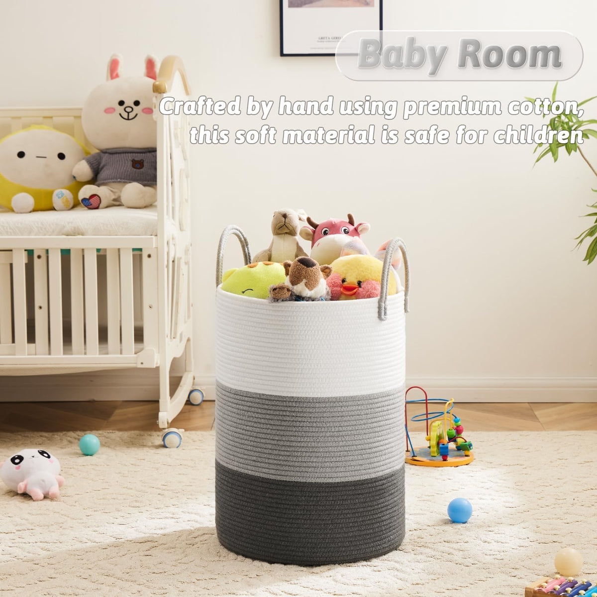 Laundry Basket,Woven Cotton Rope Laundry Hamper,100L for Decorative Storage of Dirty Clothes,Toys