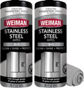Weiman Stainless Steel Cleaner and Polish Wipes Bundle with Microfiber Cloth-Removes Fingerprints