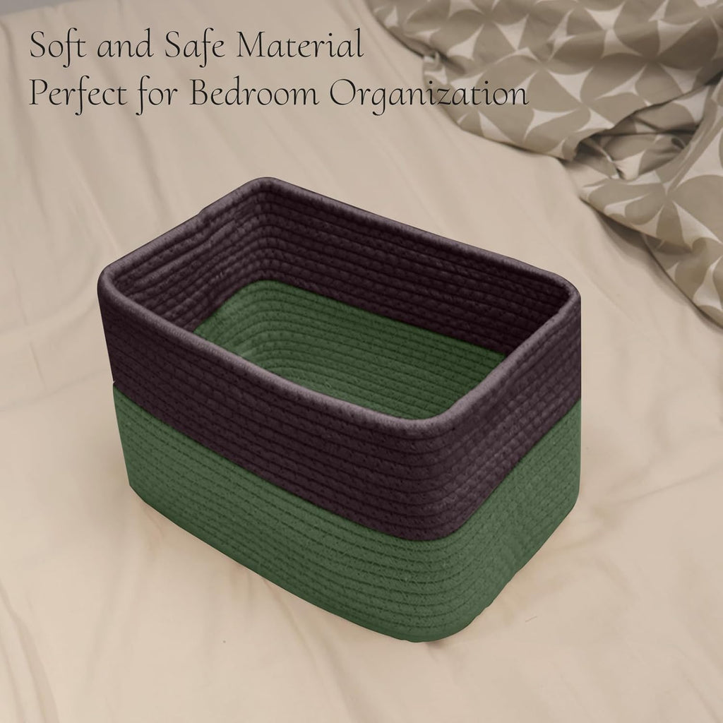 Hopegiver Woven Storage Baskets 11x8x7 Inch, 3 Pack Collapsible Cube Storage Bin for Shelves