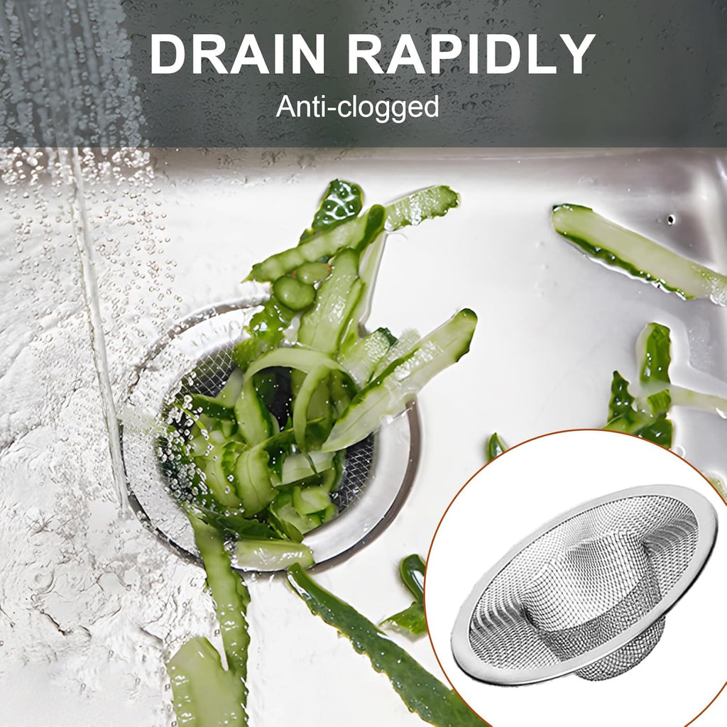 2pcs Heavy Duty Stainless Steel Slop Basket Filter Trap, 2.75" Top / 1" Mesh Metal Sink Strainer