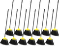 12 Pcs Heavy Duty 53 Inch Commercial Angle Brooms for Sweeping Indoor Outdoor - Black Broom with